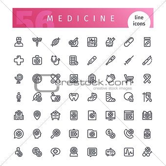 Medicine Line Icons Set