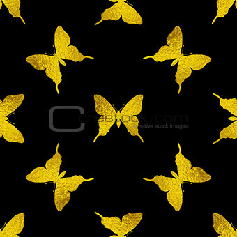 Pattern with golden butterflies