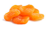 A pile of dried apricots isolated