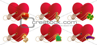Key love is to open heart shaped lock. Valentines day heart symbol love