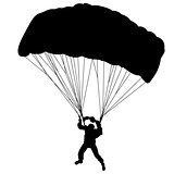 Skydiver, silhouettes parachuting vector illustration.