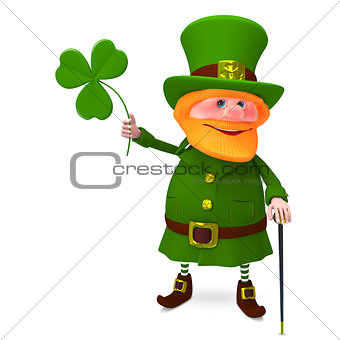 3D Illustration of Saint Patrick with Clover