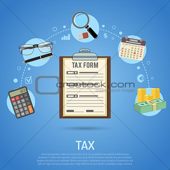 Tax Calculation, Payment, Accounting, Paperwork Concept