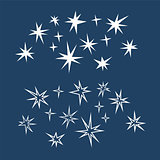 Set of the stars on blue background.