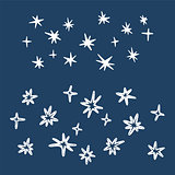 Set of the stars on blue background.