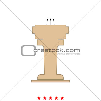 Rostrum with three microphone it is icon .