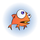 An illustration of a happy goldfish cartoon character waving