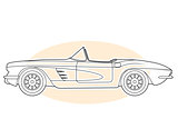 Retro sports car - vintage convertible, cabrio side view