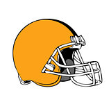 Simple american football helmet on white background