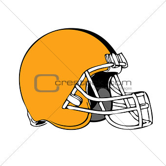 Simple american football helmet on white background