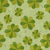 Seamless pattern illustration with clover with four leaves as a symbol of luck