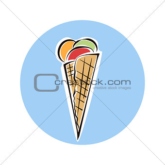Hand drawn ice cream icon . Vector isolated