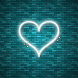 Bright heart. Retro blue neon heart sign