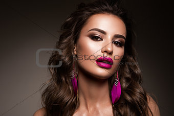 Beauty Woman face Portrait. Beautiful model Girl with Perfect Fresh Clean Skin