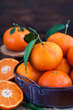 Fresh tangerines with leaves