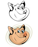 Cartoon head of pig