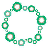 Complex mechanism of a large set of gears of different sizes.