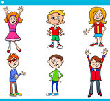 elementary age children characters cartoon set