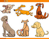 funny dogs cartoon characters set