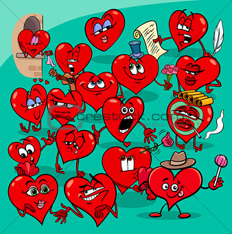 valentine hearts cartoon illustration love group