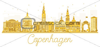 Copenhagen Denmark City skyline golden silhouette.