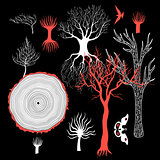Vector graphic set of different trees