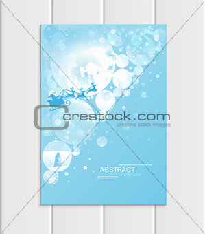 Brochure A5 or A4 format design Christmas Santa Claus in sleigh winter landscape New Year 2018