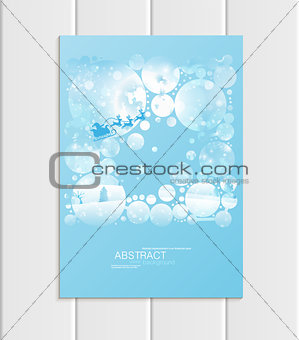 Brochure A5 or A4 format design Christmas Santa Claus in sleigh winter landscape New Year 2018