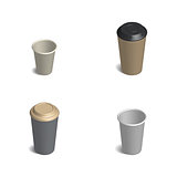 Plastic cup for coffee in 3D, vector illustration.