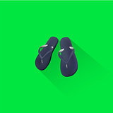 Simple Beach Slippers Icon On Green Background, Vector
