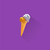 Ice Cream and Cone On Purple Background, Vector