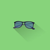 Simple Sunglasses Icon On Green Background, Vector