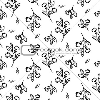 Tiny floral seamless simple vector pattern.