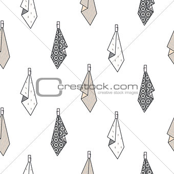 Hanging towels seamless vector pattern.