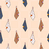 Kitchen towels hanging on hook seamless vector pattern.