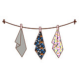 Hanging towels on rope vector illustration.