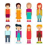 Colorful set of characters in flat design