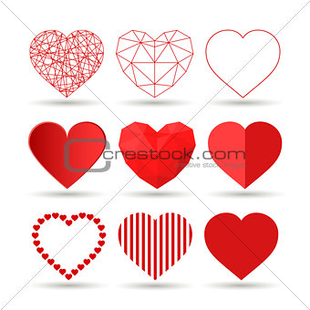 Collection of creative vector hearts. Happy Valentines Day set
