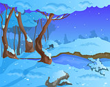 Cartoon winter background for a game art