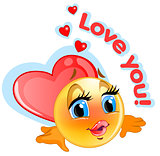Loved emoticon sticker with blue background for messenger and ap