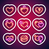 Glowing Neon Valentine Hearts Sticker with Stroke