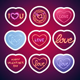 Glowing Neon Valentine Signs Sticker Pack with Stroke