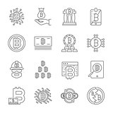Cryptocurrency Line Icons Set. Vector Collection of Thin Outline Bitcoin Finance Symbols. Editable Stroke