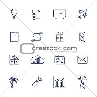 Set of 16 vector icons for software, application or websites - social media and technology