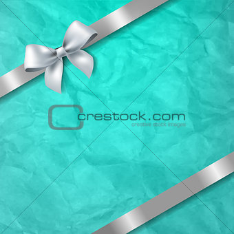 Mint Paper Texture Background With White Ribbon Bow