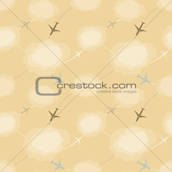 Seamless pattern with planes in the sky