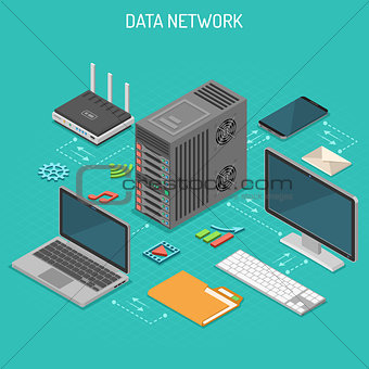 Data Network Isometric Concept