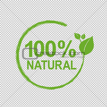 100% Natural Logo Symbol Transparent Background 