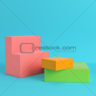 Colorfull boxes on bright blue background