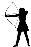 Silhouette of a woman with a bow on a white background